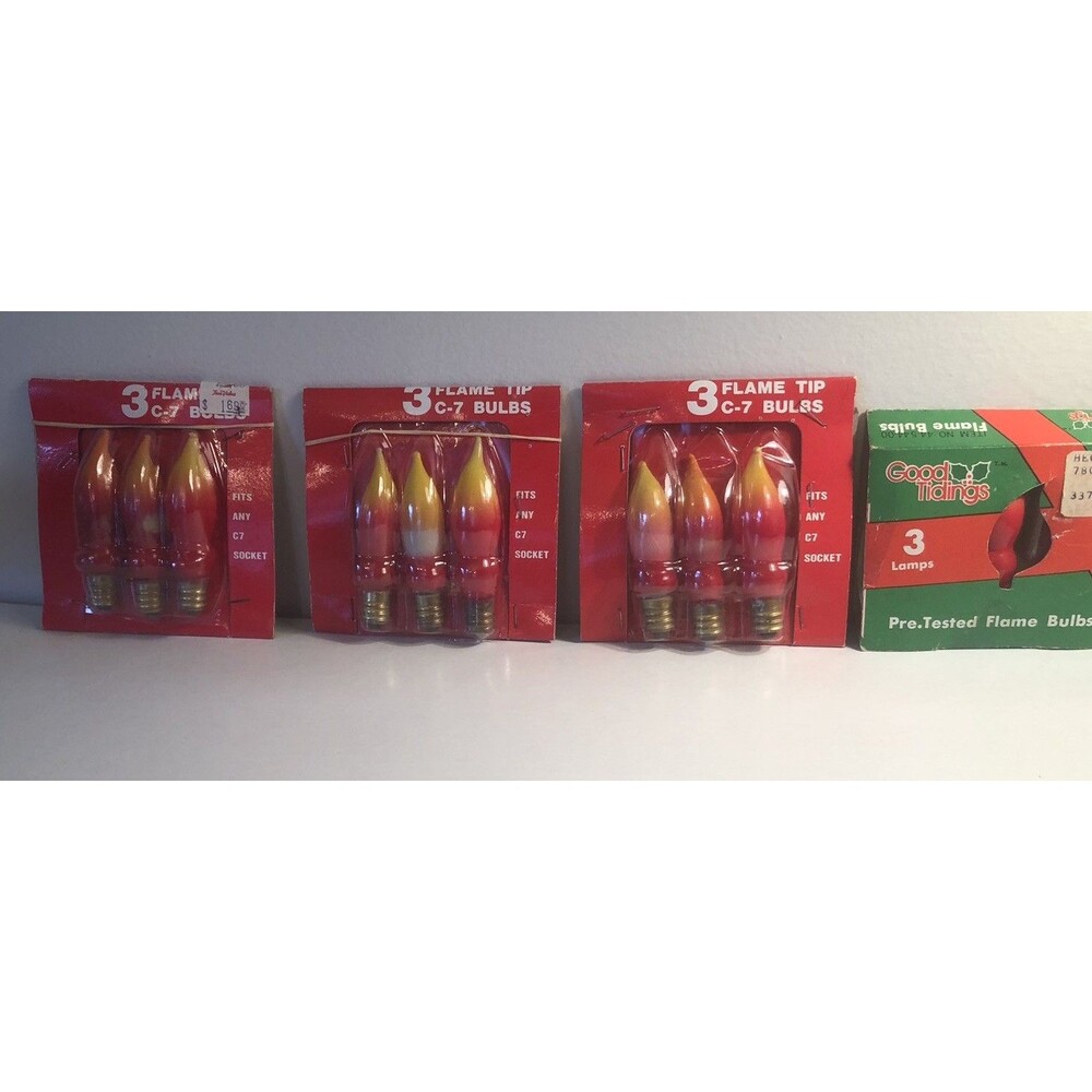 4 Packages Of Flame Bulbs 3 Unopened Nona 3 In Package I Pack Hood Tidings Has 2